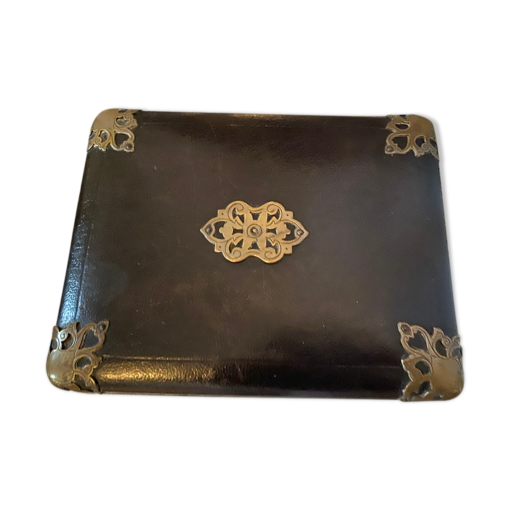 Ancien coffret a bijoux vintage en bois naturel avec intérieur velours