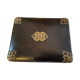 Coffret à bijoux en cuir et laiton capitonné ancien