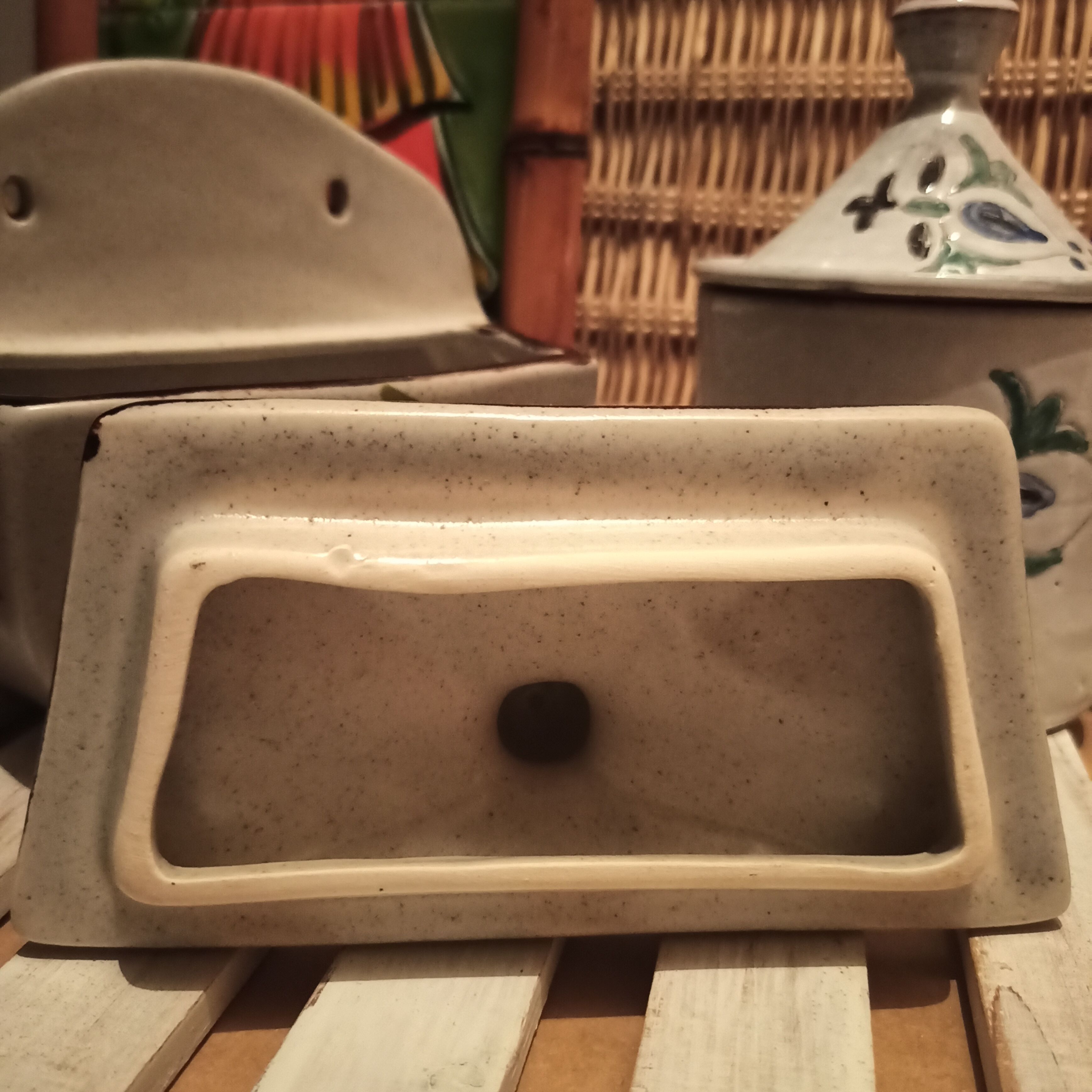 Ceramic wall pot flowers 1970