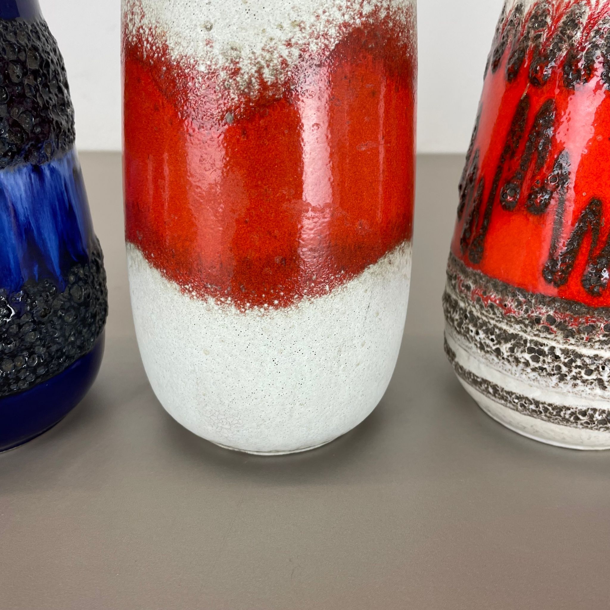 Set of Four Vintage Pottery Fat Lava Vases Made by Scheurich, Germany, 1970s