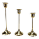 Trio of Scandinavian brass candlesticks