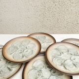 Set of 6 “Stromboli” model oyster plates from Saint-Amand