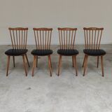 Set of 4 Baumann Menuet chairs black leatherette compass legs