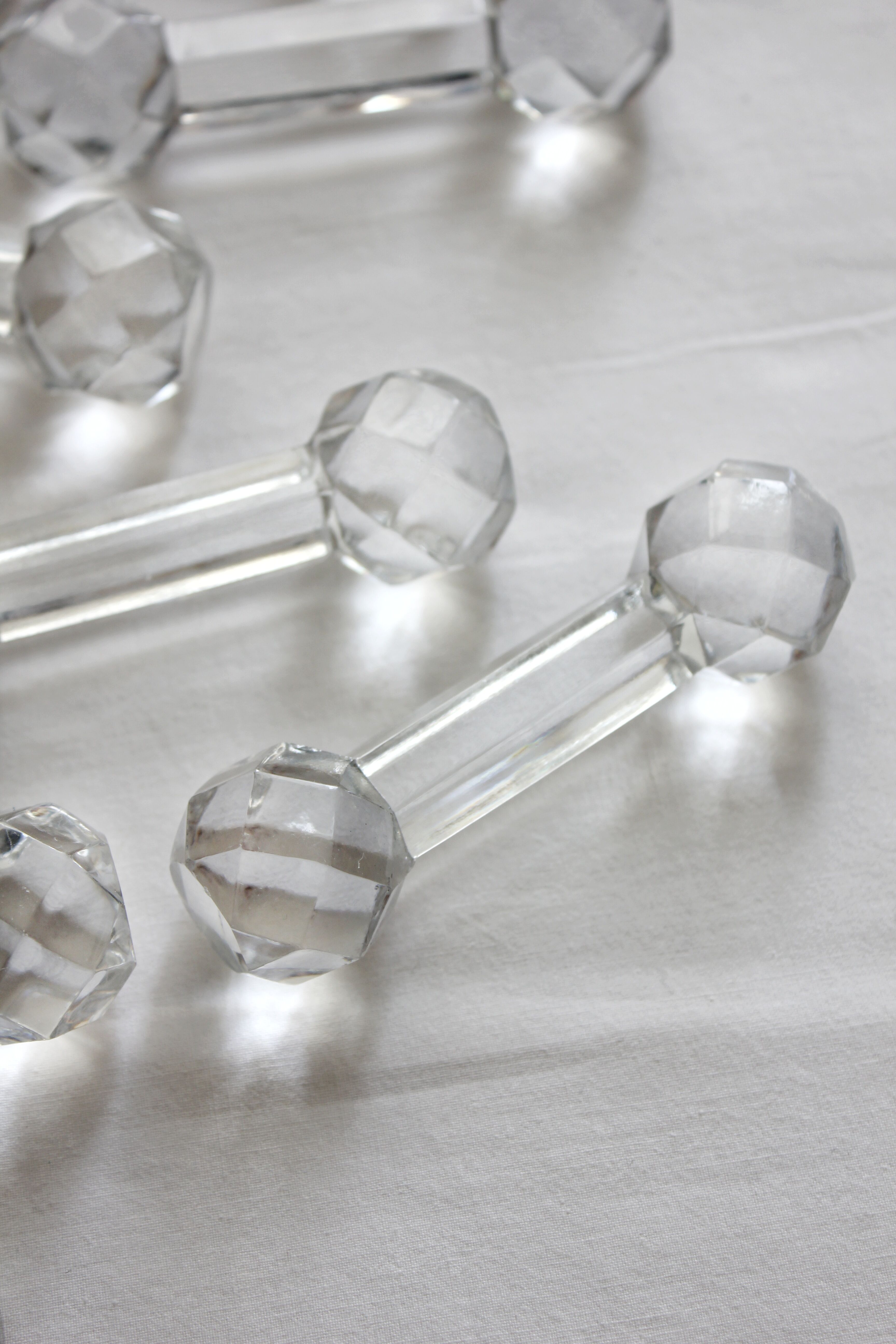 11 vintage faceted crystal knife holders
