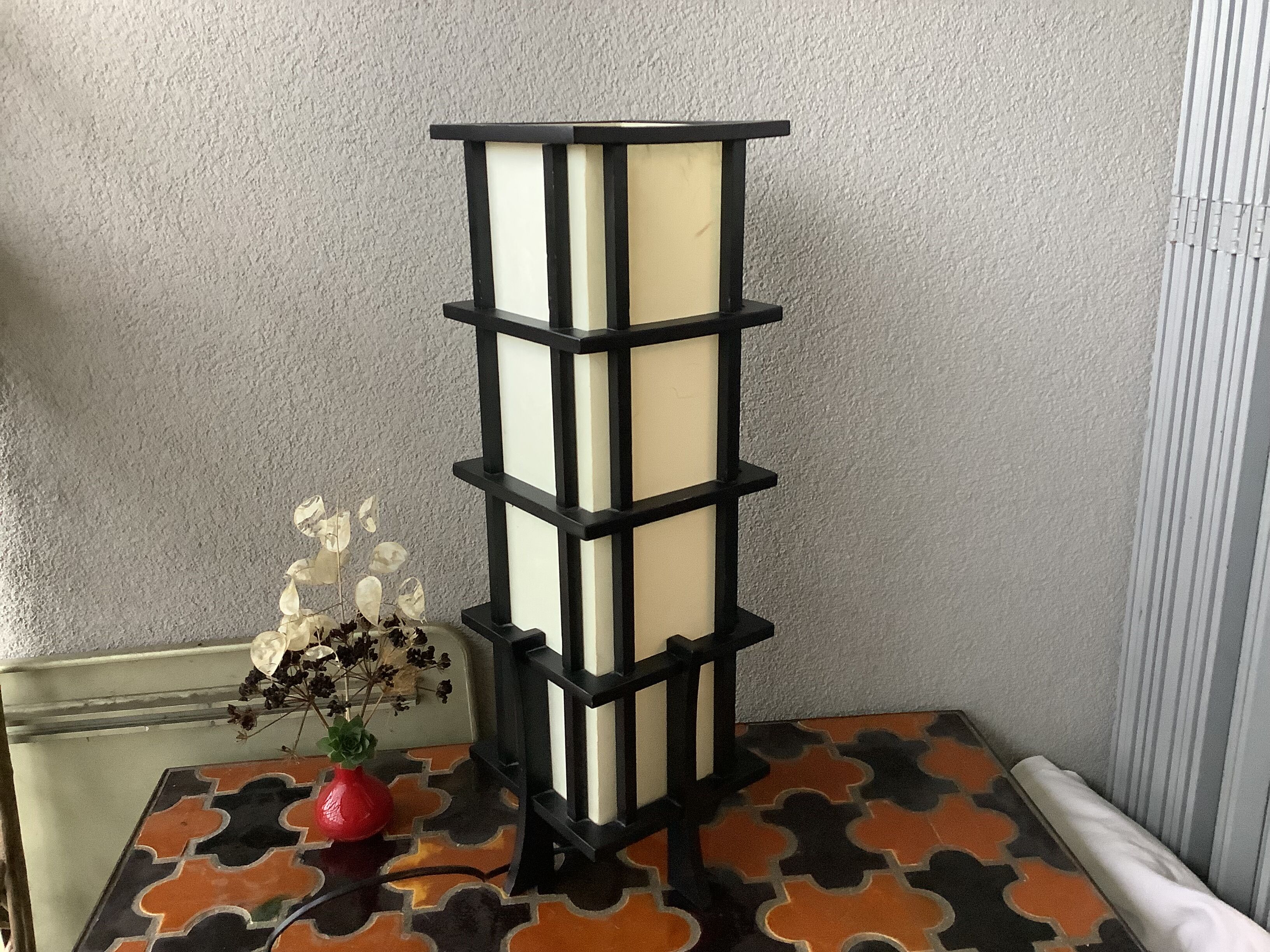 Japanese lamp Tarogo 80s wood and paper Kozo