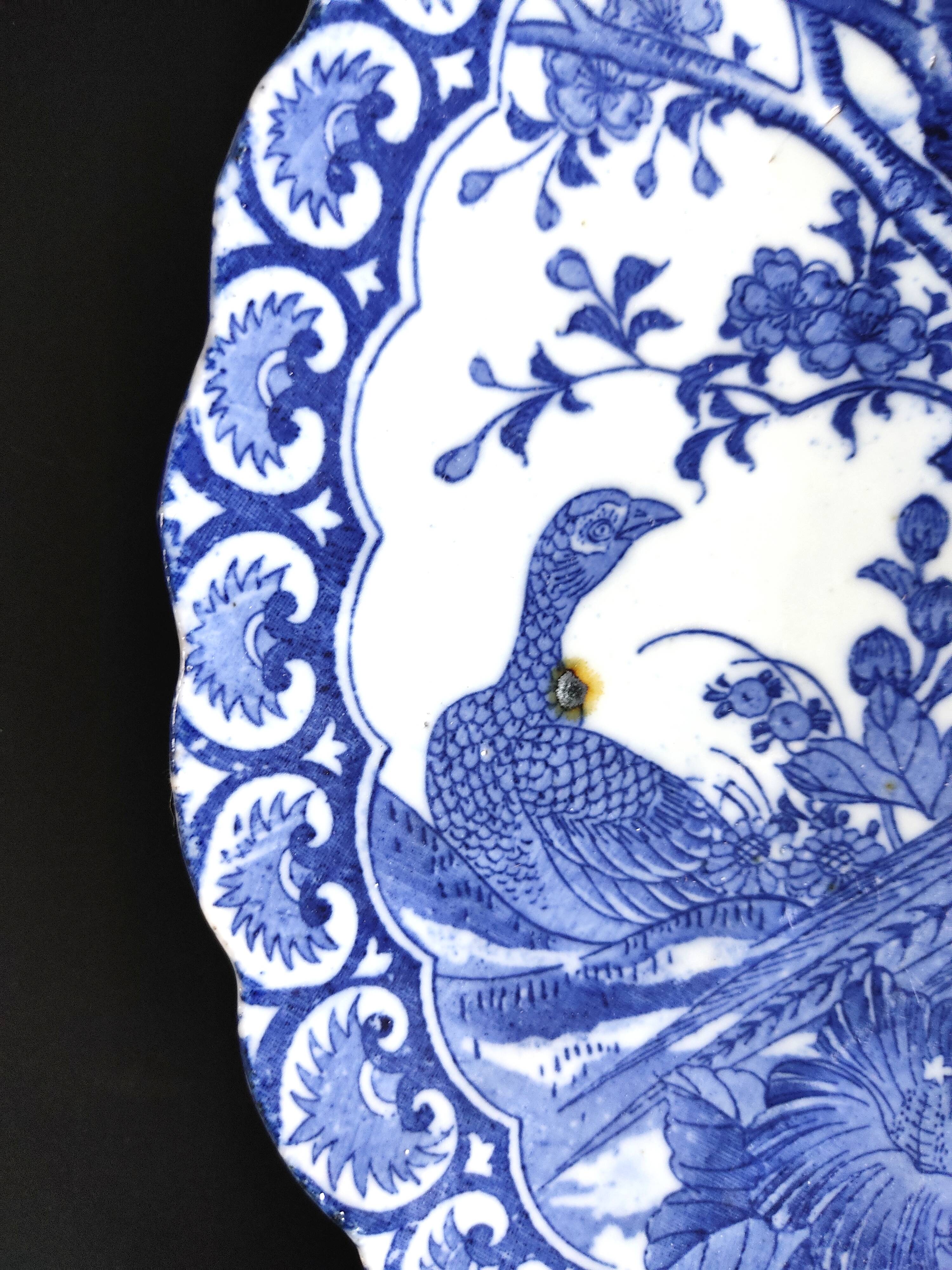 Japanese porcelain dish blue birds