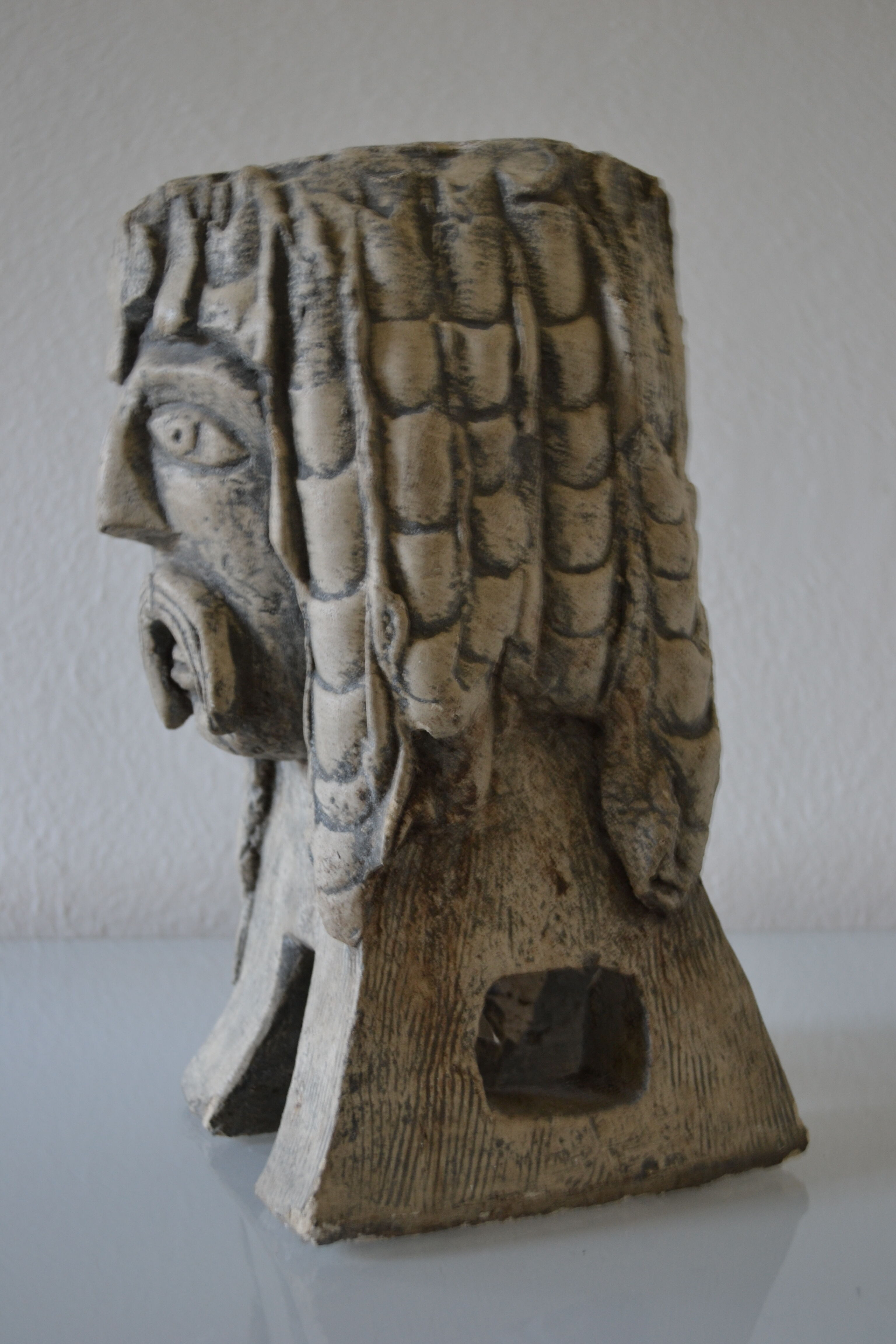 Lamp sculpture gallish head signed Mazoyer 1977
