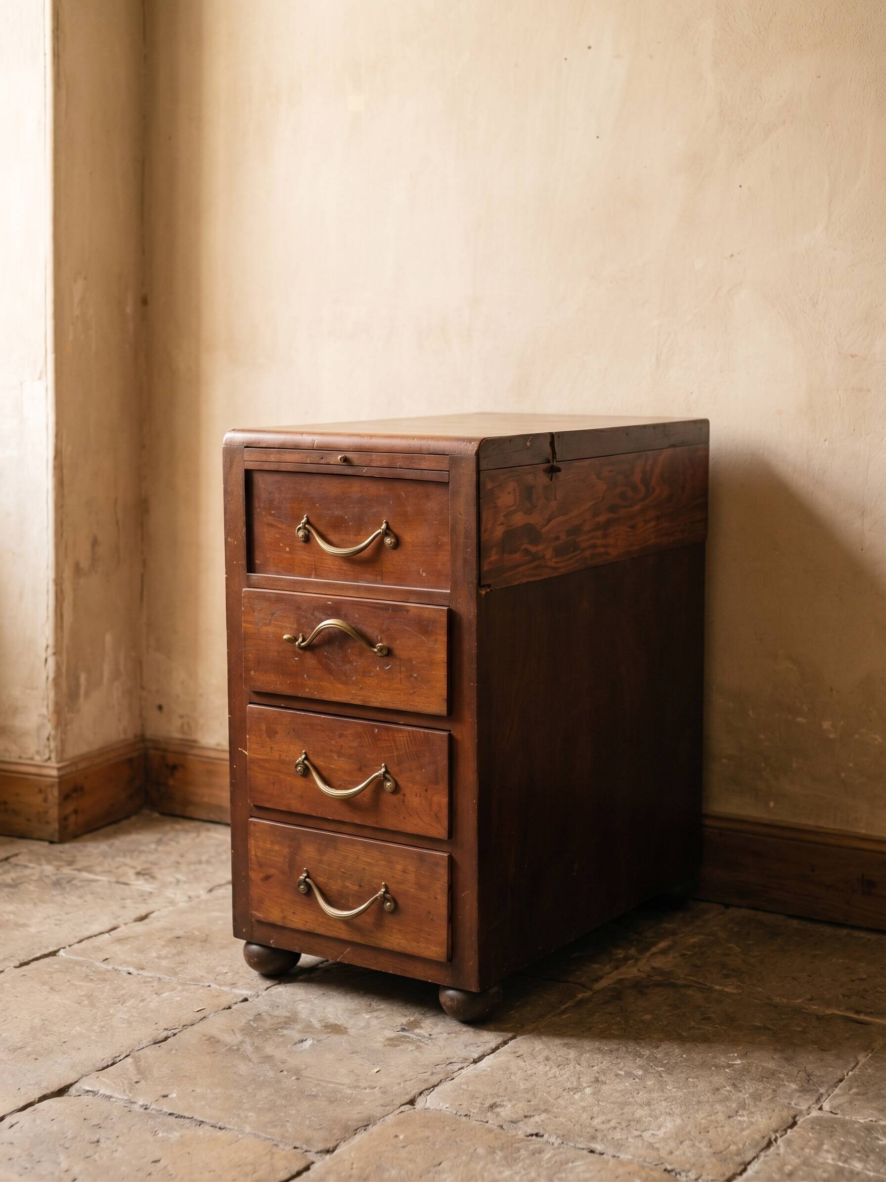 Antique mahogany chiffonnier with 4 drawers and a drop-down flap - 19th century style