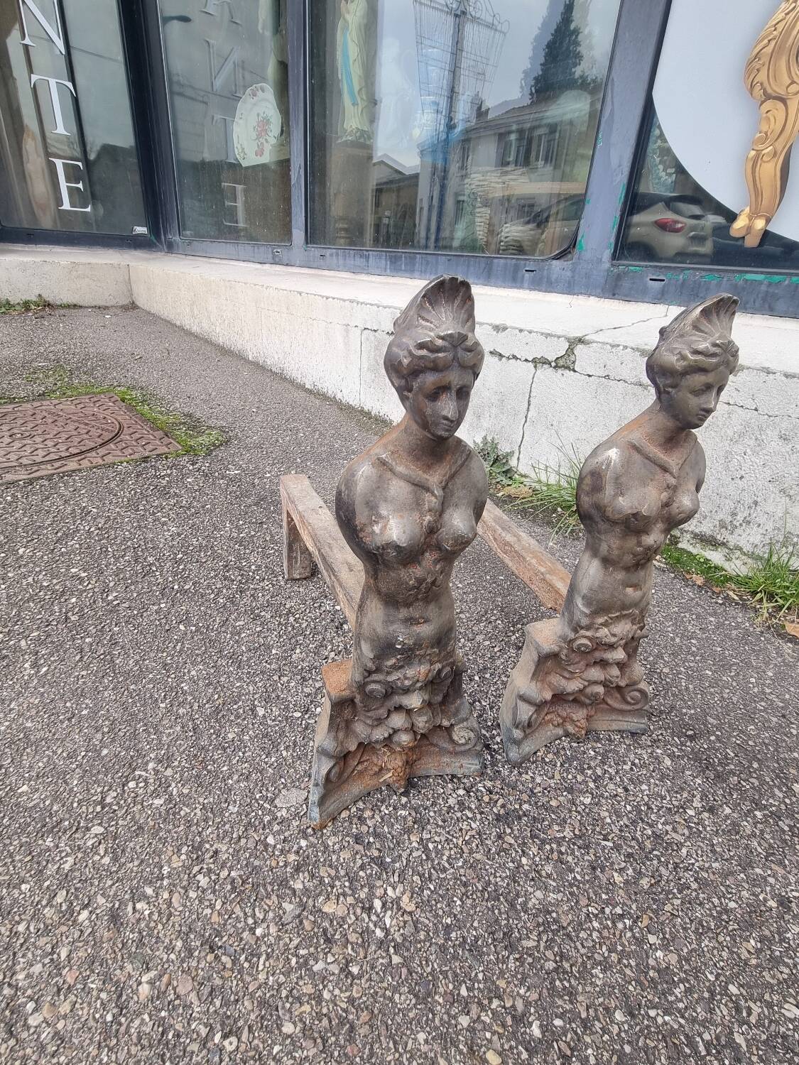 Pair of goddess andirons