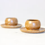 2 stoneware shells, unidentified signature