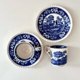 2 Spode Copeland “Blue Tower” Espresso Cups with Saucers – English Vintage