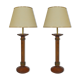 Pair of art deco lamps in wood and patinated bronze around 1930