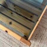 Vintage pine and glass coffee table
