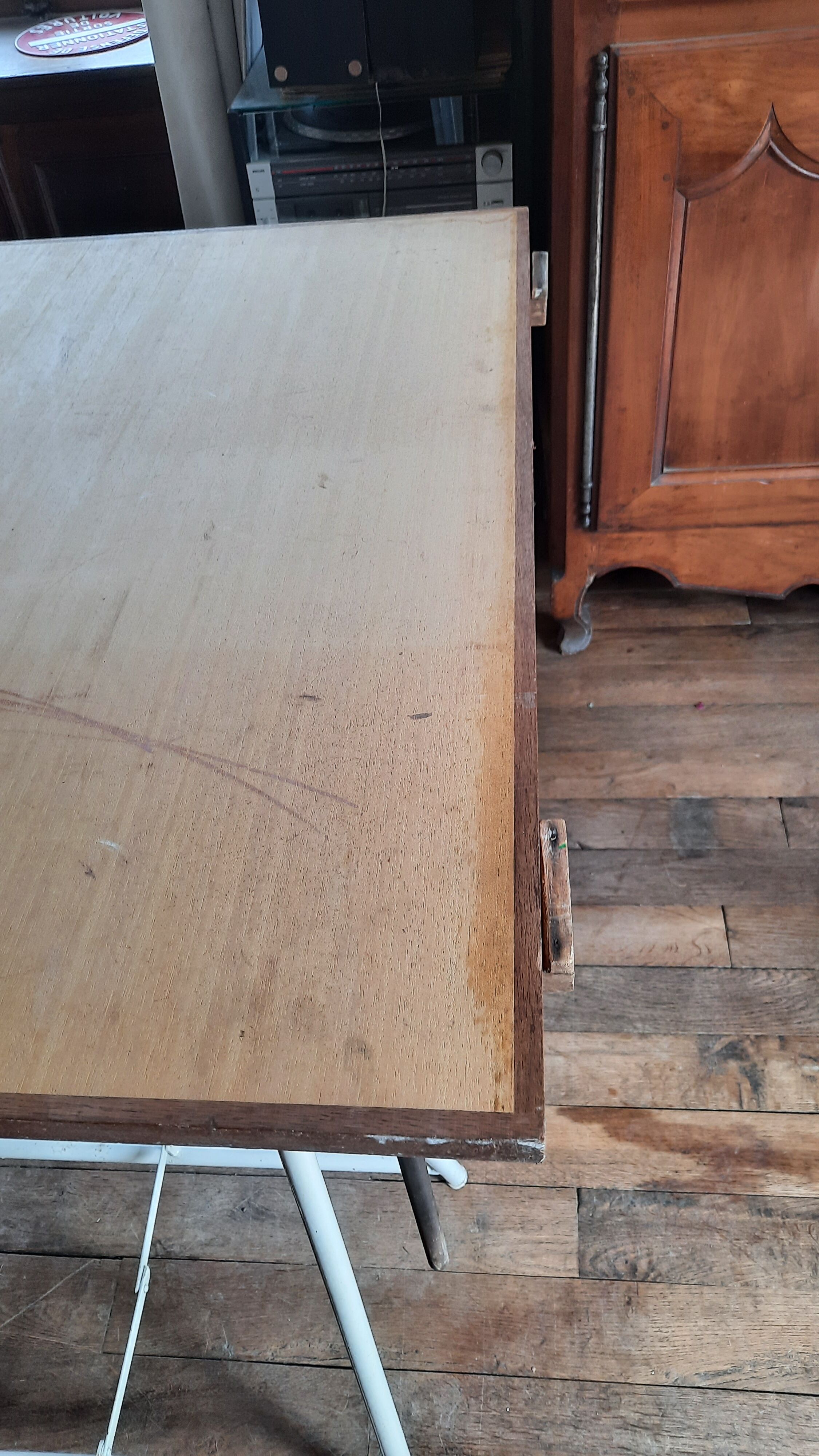 Industrial trestle drawing table