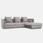 Canapé d'angle Malmo en velours argenté, design scandinave