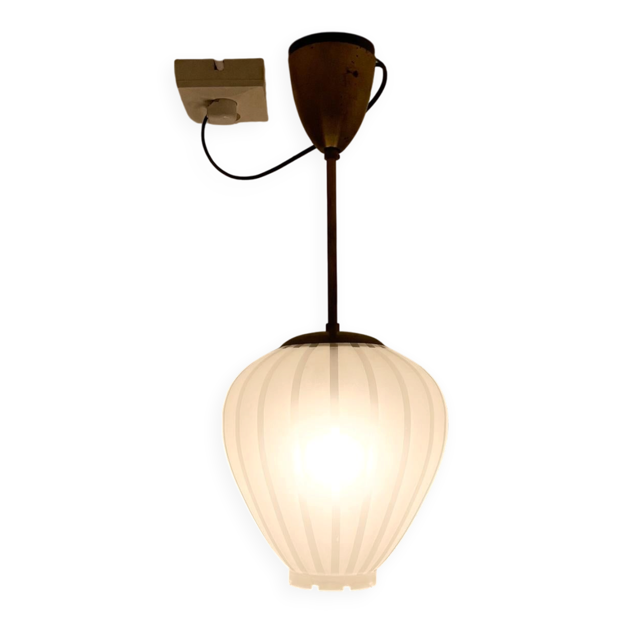 Swedish Art Deco pendant in brass and glass, 1940s