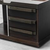 Tavolino da caffè multifunzione con ruote legno metallo anni ’70 vintage