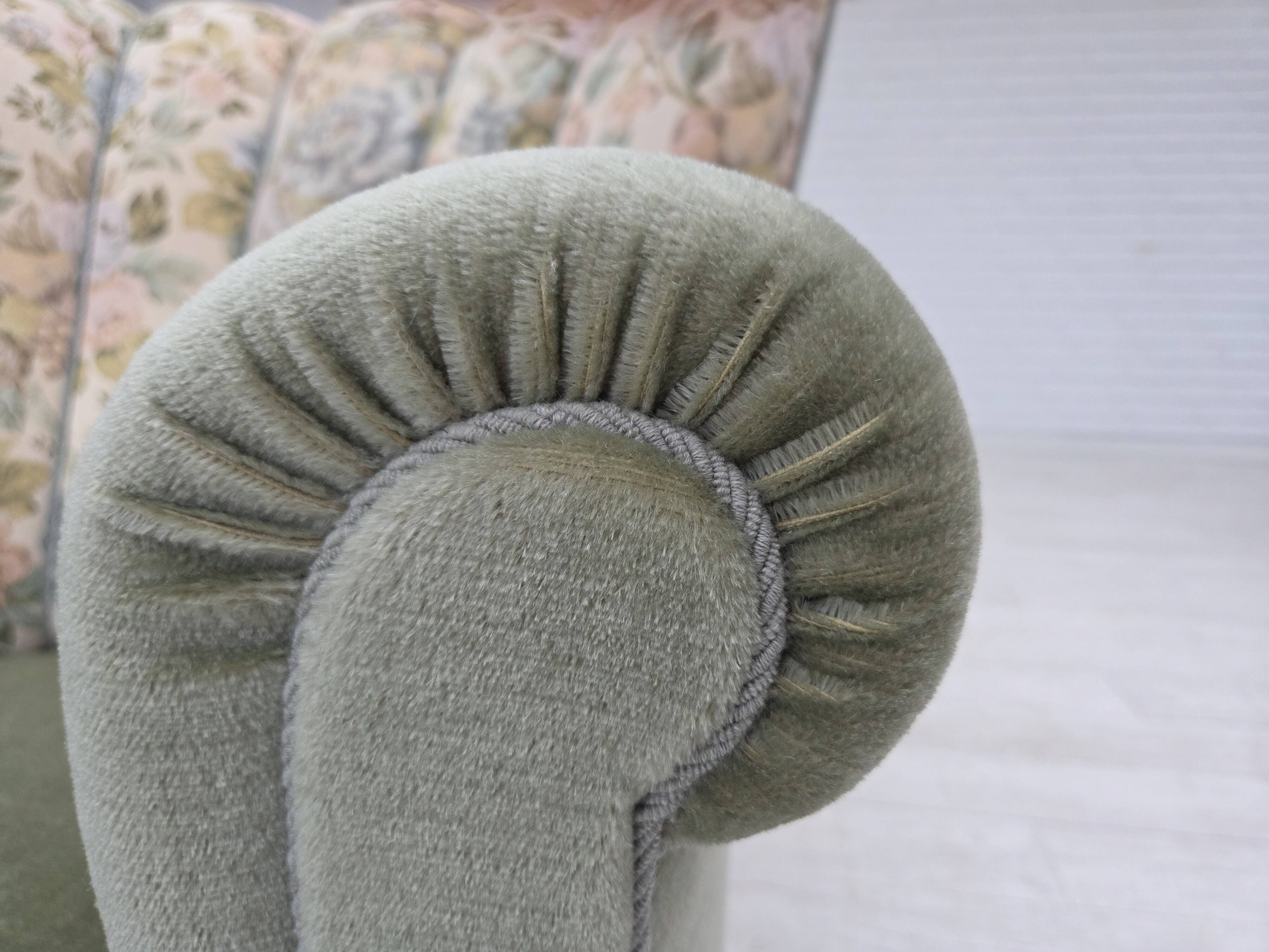 1970s, Danish relax armchair, green furniture velour, original condition.