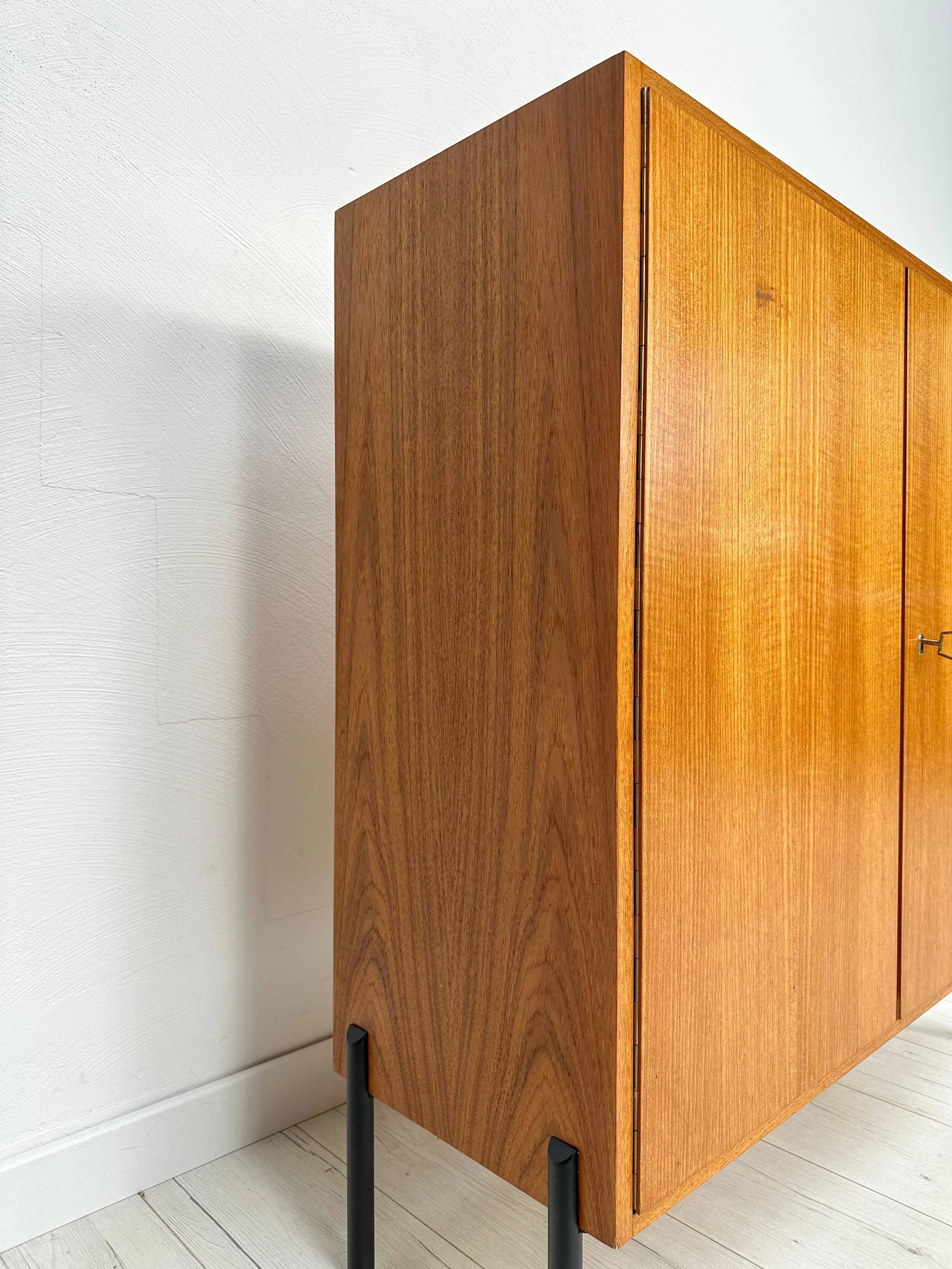 1960s Small Vintage Teak Dresser with Metal Legs
