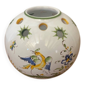 Antique flower vase moustiers white ceramic painted vintage