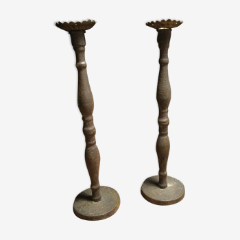 Pair of metal candle holders