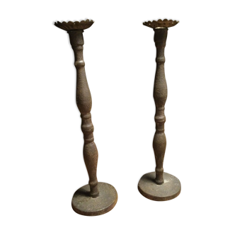 Pair of metal candle holders