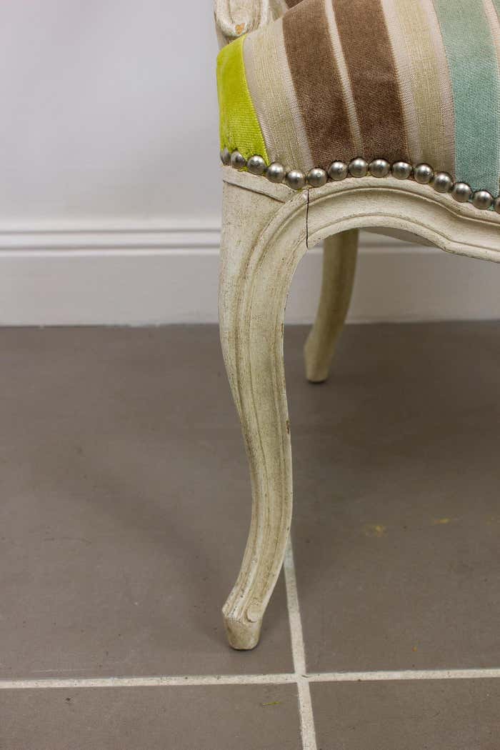 Louis XV style embossed velvet armchair - circa 1950 France