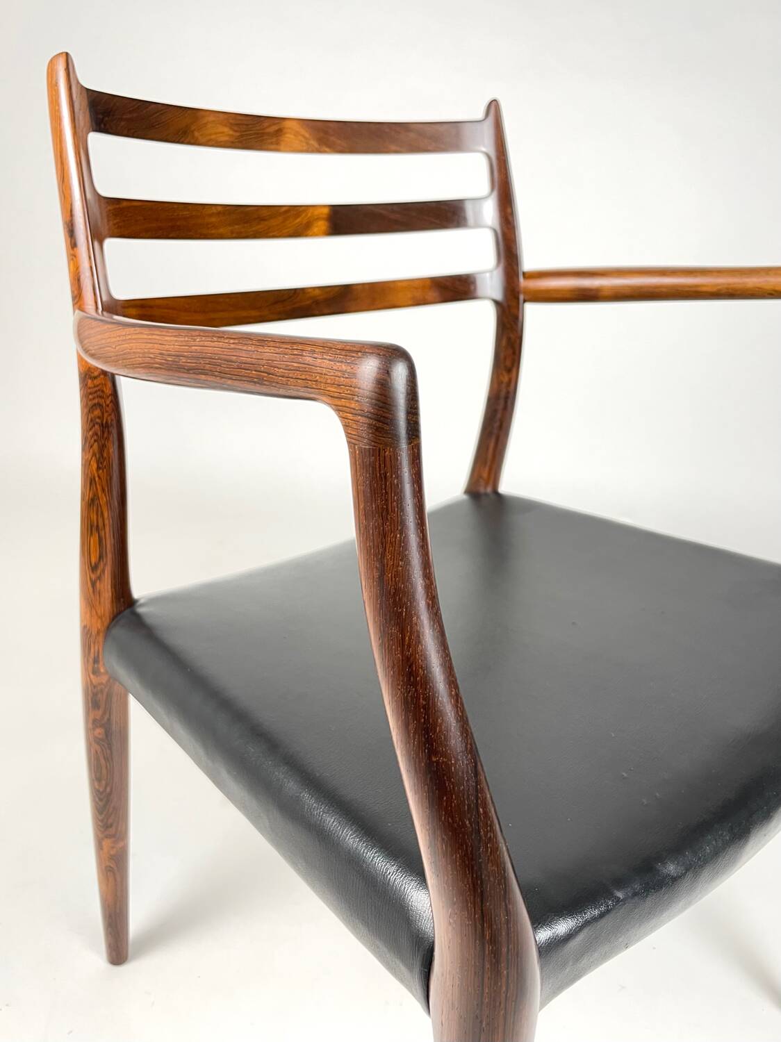 Danish Modern roosewood and leather Mod. 62 Niels Møller chair, 1962