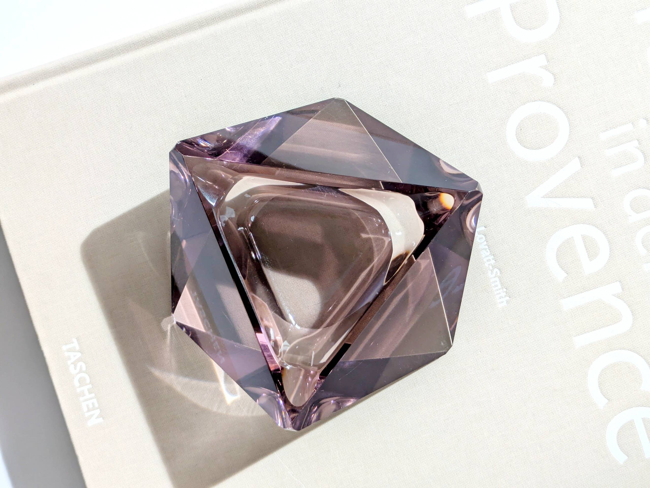 Faceted glass trinket dish, Murano, 1960s, amethyst color