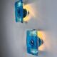 Pair of Space Age Blue Murano Glass Wall Sconces, Italy 1970s