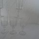 6 old walking glasses - 2 engraved and 4 cut port wine