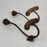 2 wooden & metal coat hooks 1900