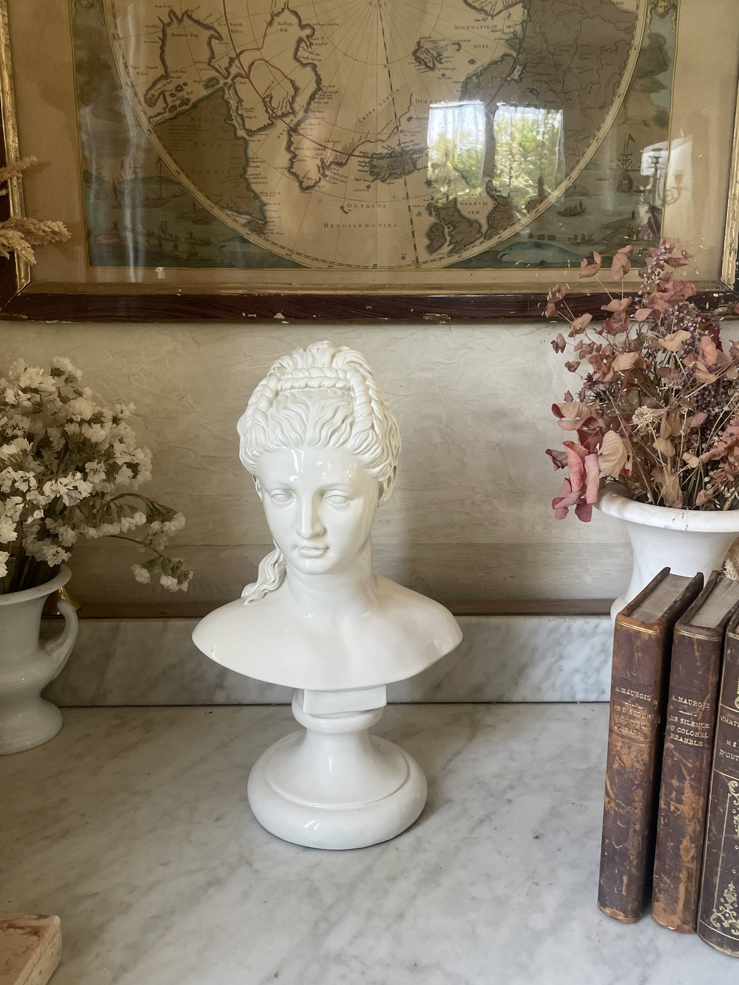 Bust of Proserpine vintage neoclassical sculpture