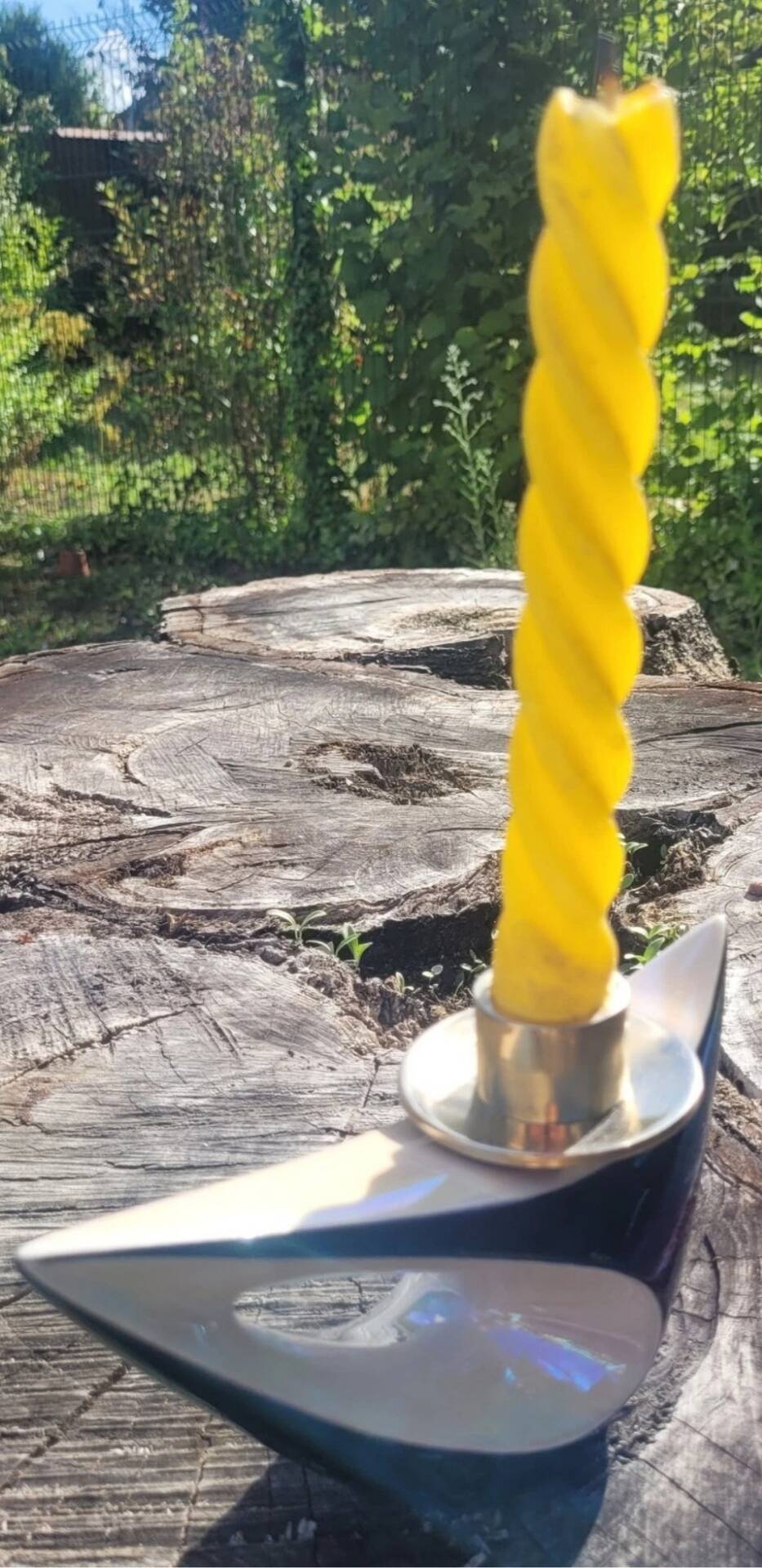 Ashtray and its pestle 6112 & candlestick 6146 Iridescent ceramic VERCERAM