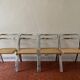 Set of 4 folding chairs with cane and chrome, Cidue by Gorgio Cattelan, 70s.