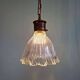 Art Deco Holophane pendant light in clear grooved glass, 1920-30