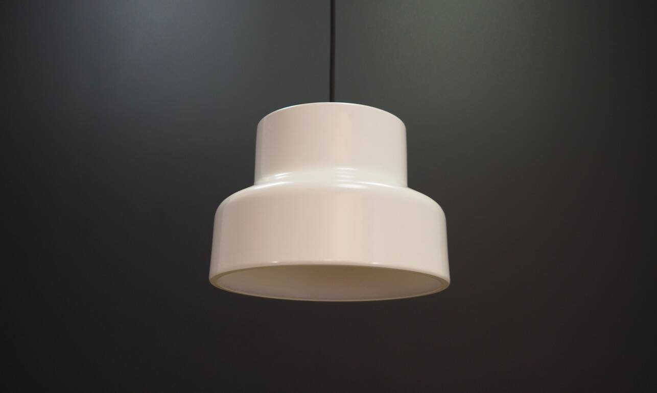 White pendant lamp, Danish design, 1970s, production: Denmark