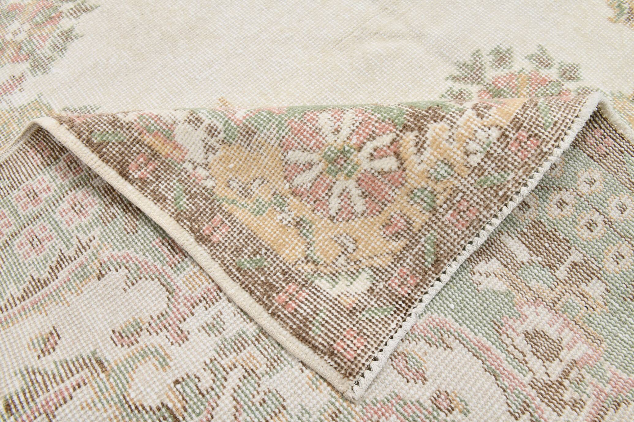 6x11 Beige & Cream Oriental Floral Pattern Vintage Rug, 189x329Cm