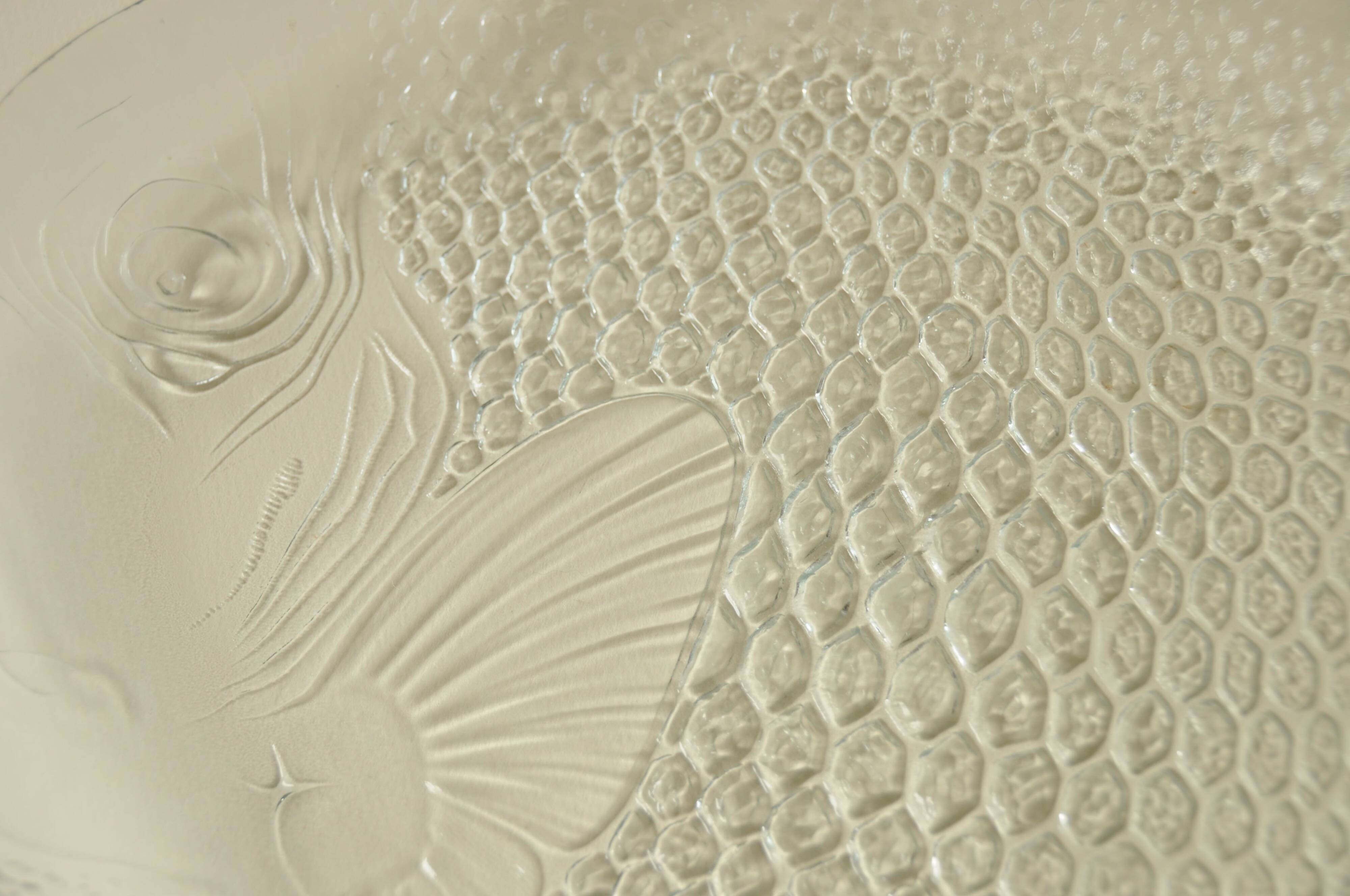 Vintage clear glass fish dish - retro tableware