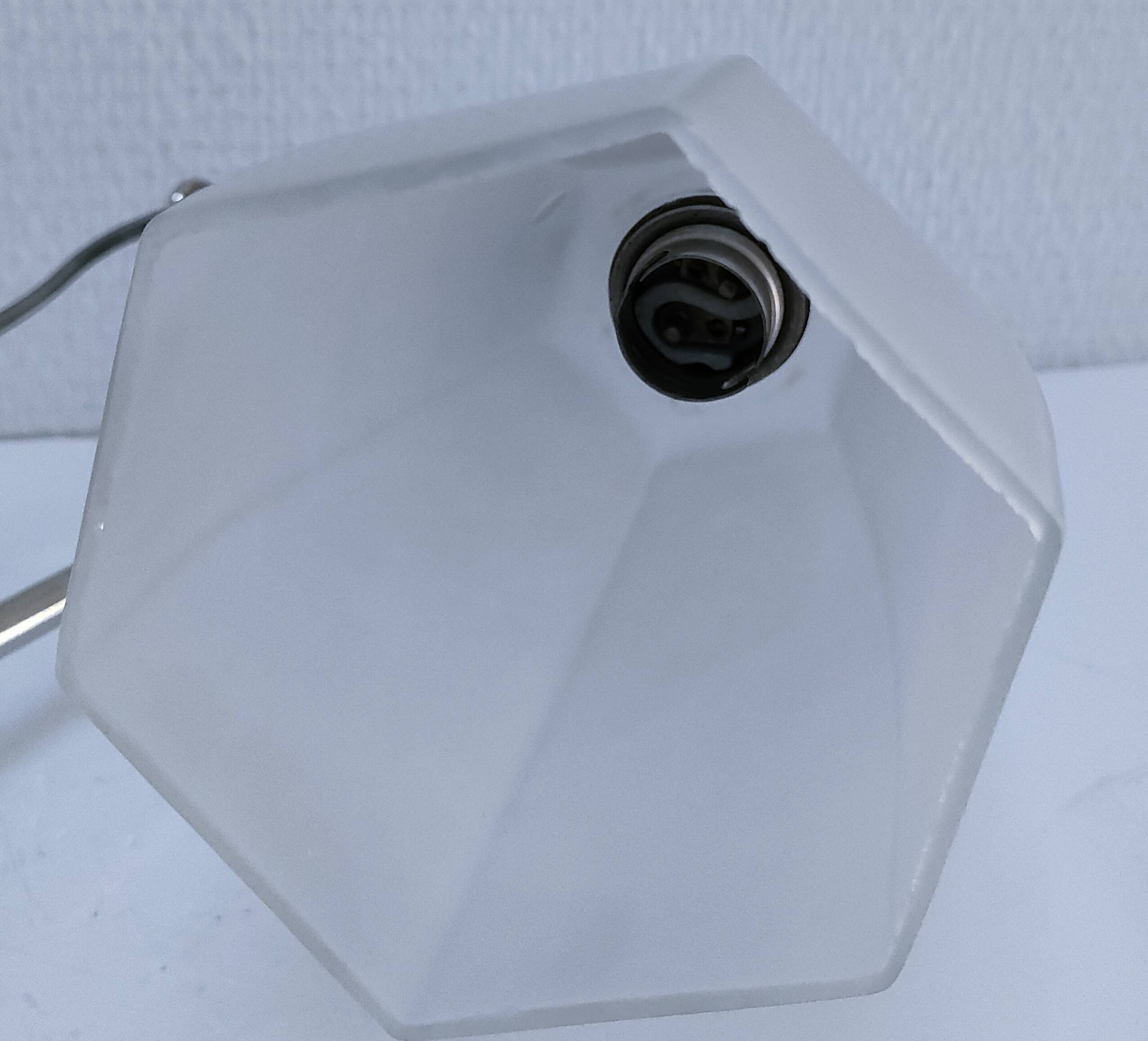 Art Deco lamp with chrome metal and opalescent glass.