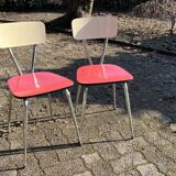 Red and cream Formica kitchen chairs