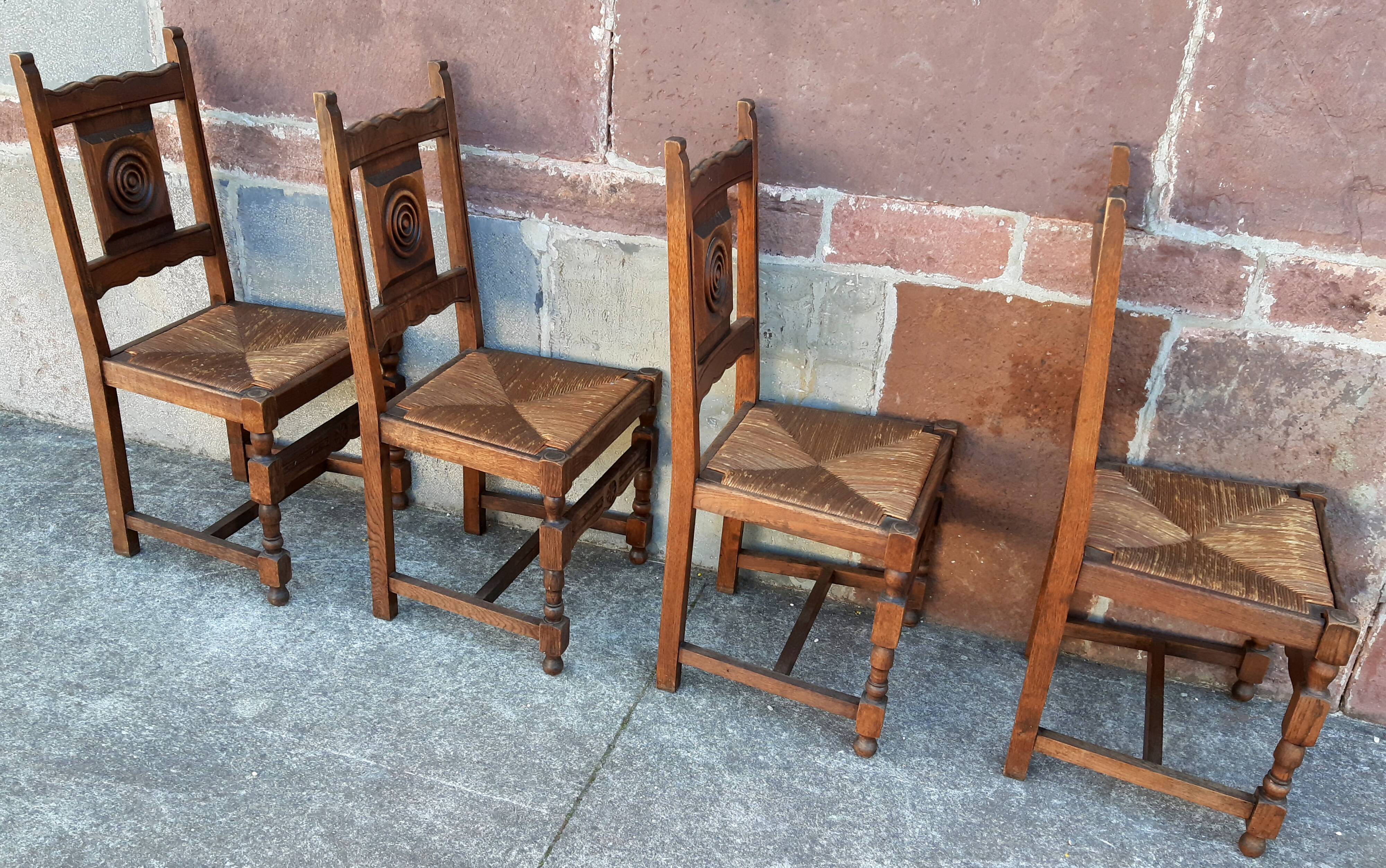 4 Basque oak chairs