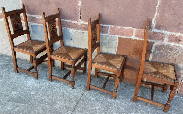4 chaises basque en chêne
