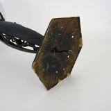 Art Deco hanging lamp in wrought iron Fournet and globe in glass paste
