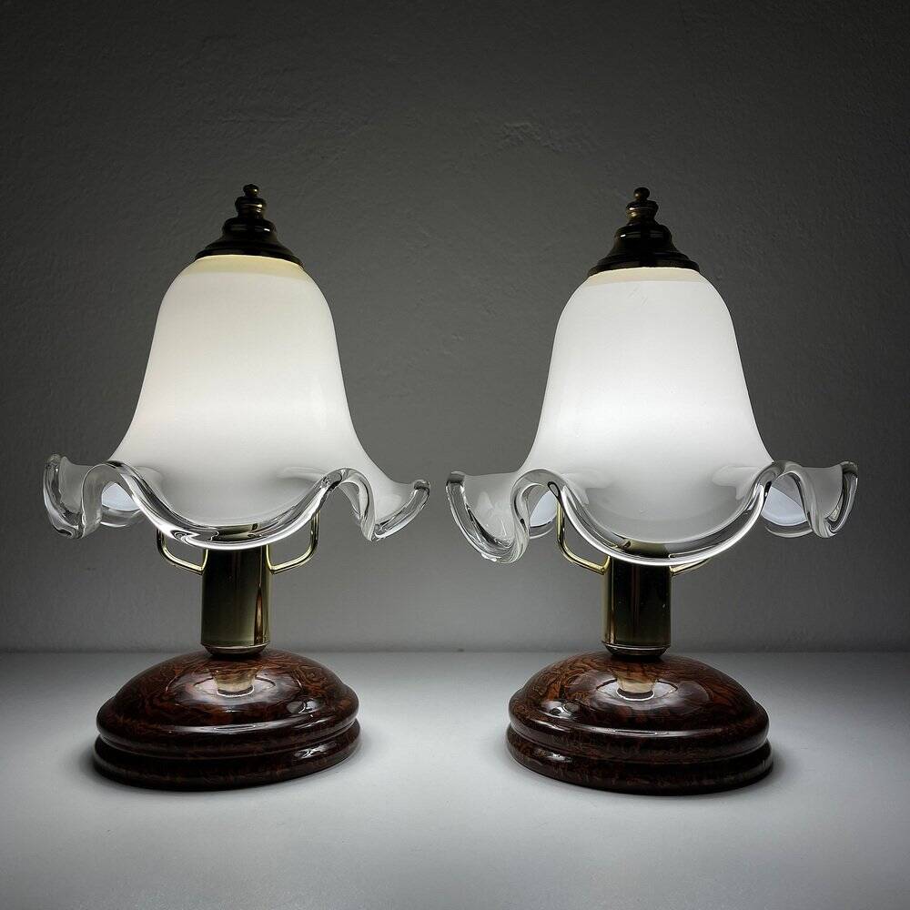 Vintage Italian table lamps in Murano glass, 1980s, set of 2.