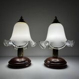 Vintage Italian table lamps in Murano glass, 1980s, set of 2.