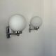 Pair of vintage wall lights, chrome and opaline, France 1970