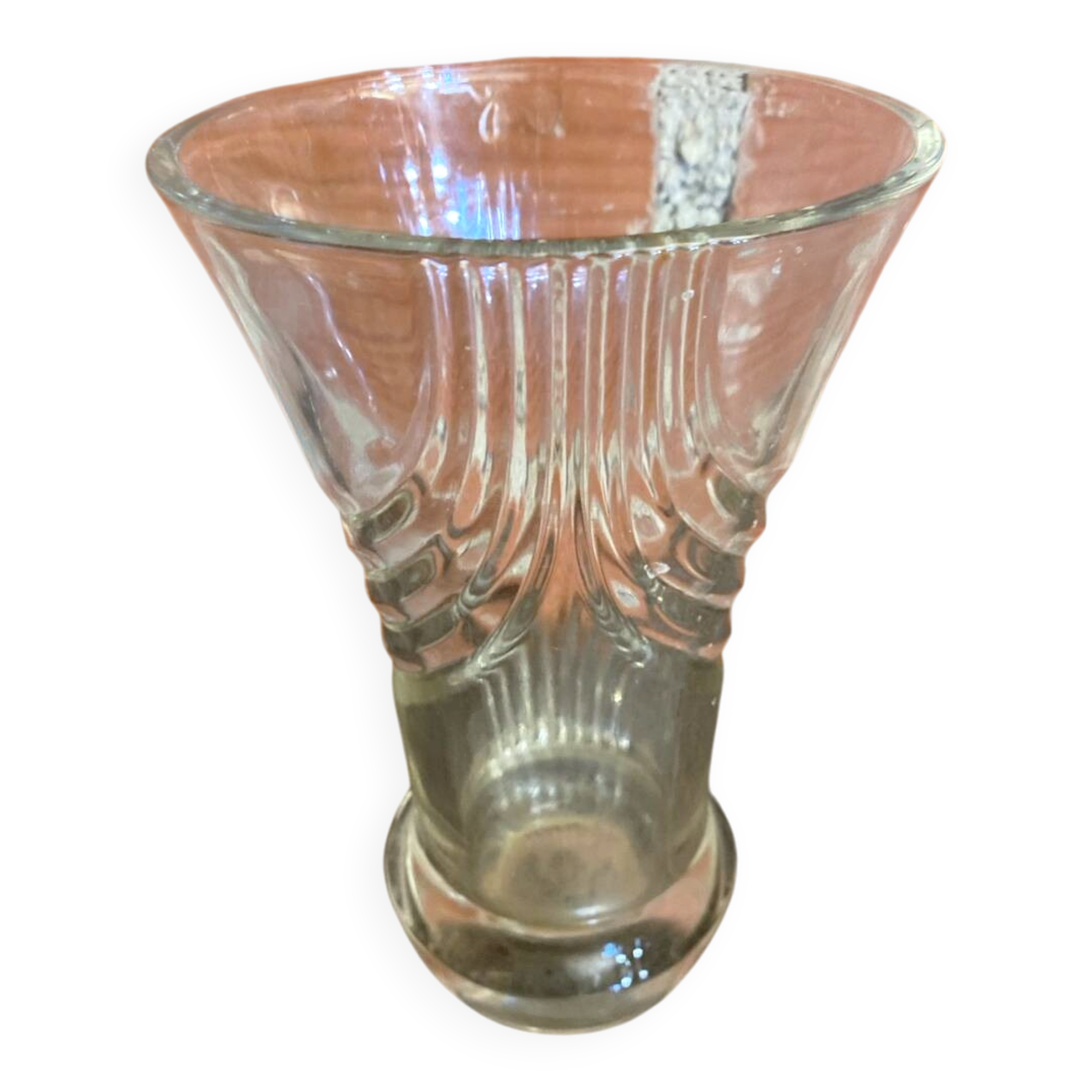Vintage 1970s Moulded Glass Vase