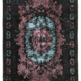 Hand-knotted vintage turkish 1980s 184 cm x 282 cm black carpet