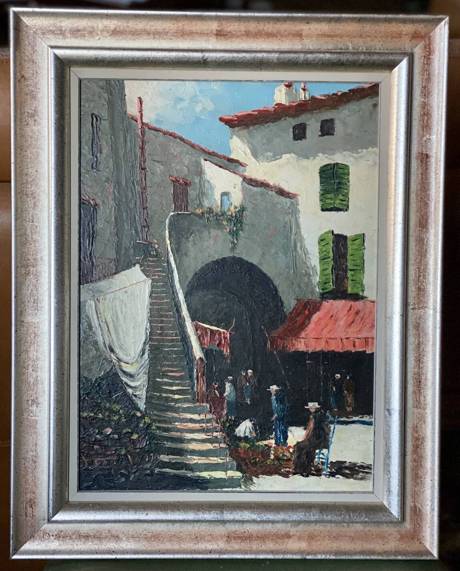 Painting by charles cermak village scene in provence (st tropez)